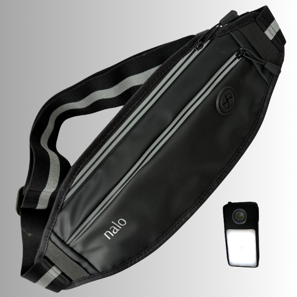 reflective walking bag, dog poop bag dispenser, two compartments ,  clip on LED light