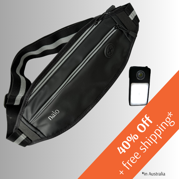 Reflective Cross-body or Waist Walking Bag & Light | Safe Steps Bundle